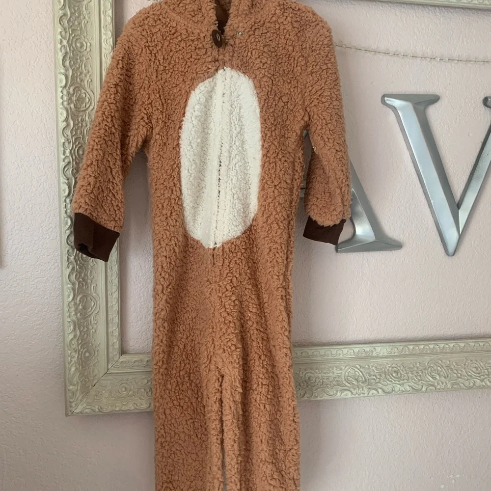 Rudolph Fleece onesie  zip pajamas Christmas hooded size 4